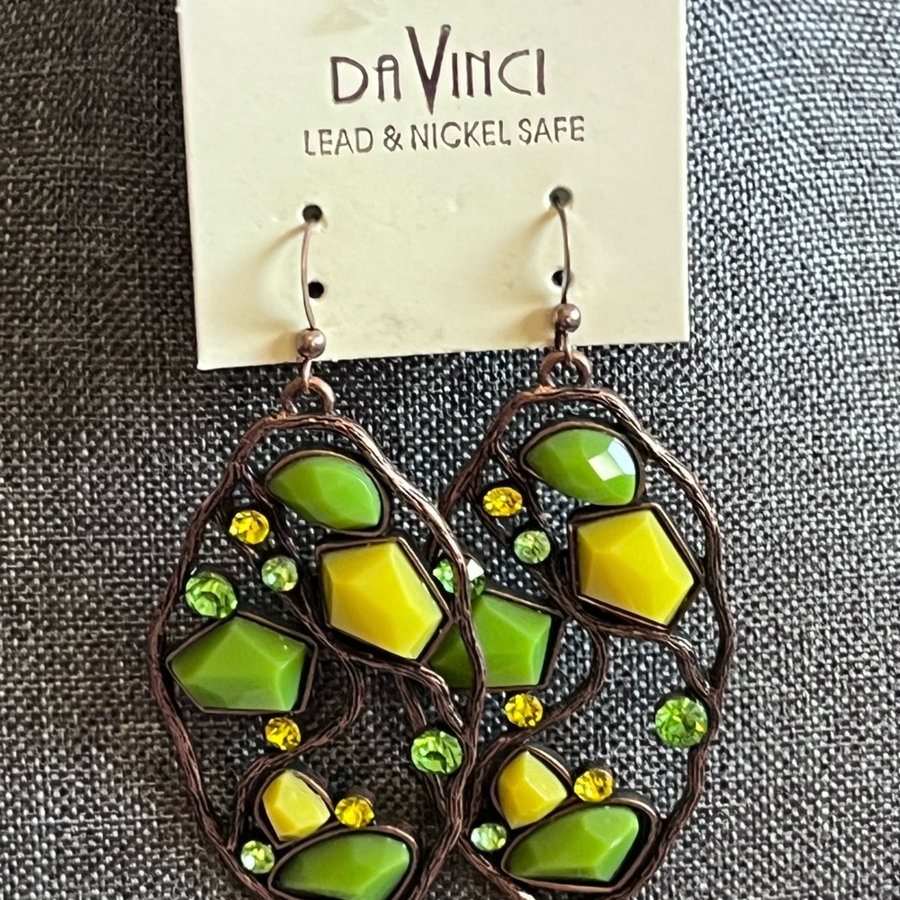 DaVinci Green and Yellow Earrings
